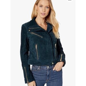 Blanknyc Teal Suede Jacket Size Xs With Gold Zippera Very Gently Used
